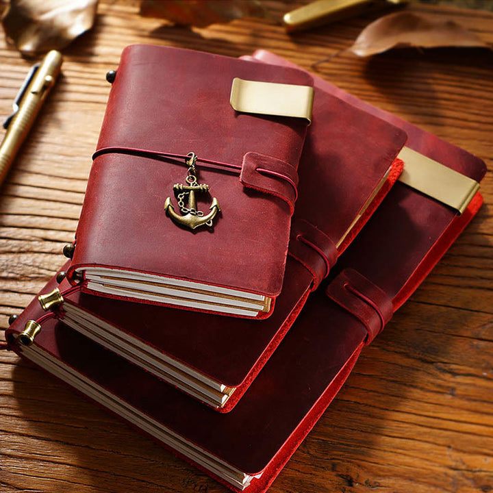 Vintage Leather Cover Notebook With Lashing Design For Business