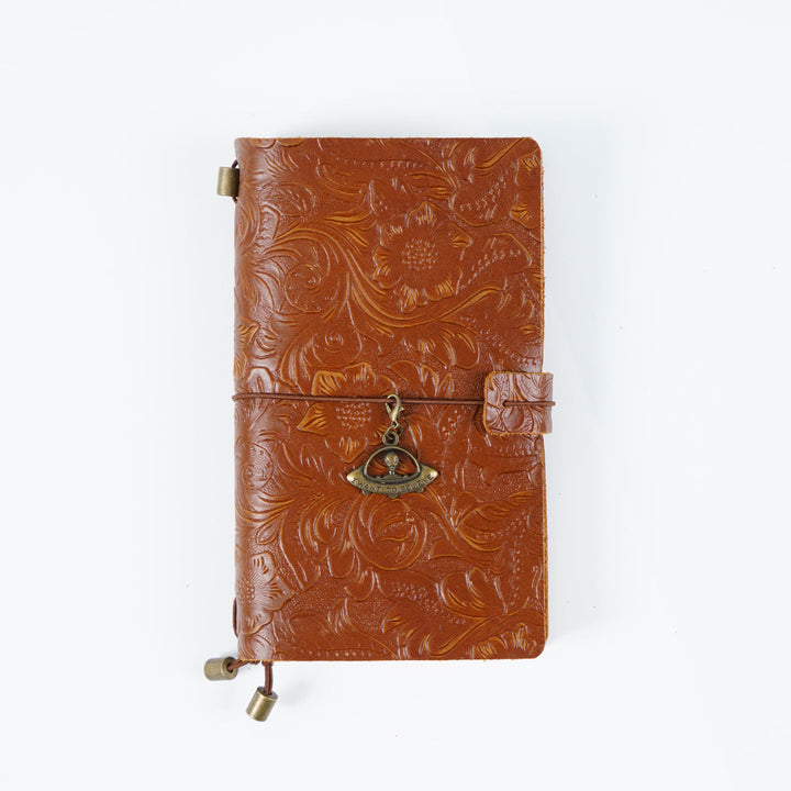 Vintage Engraved Leather Cover Notebook For Travel Daily Record