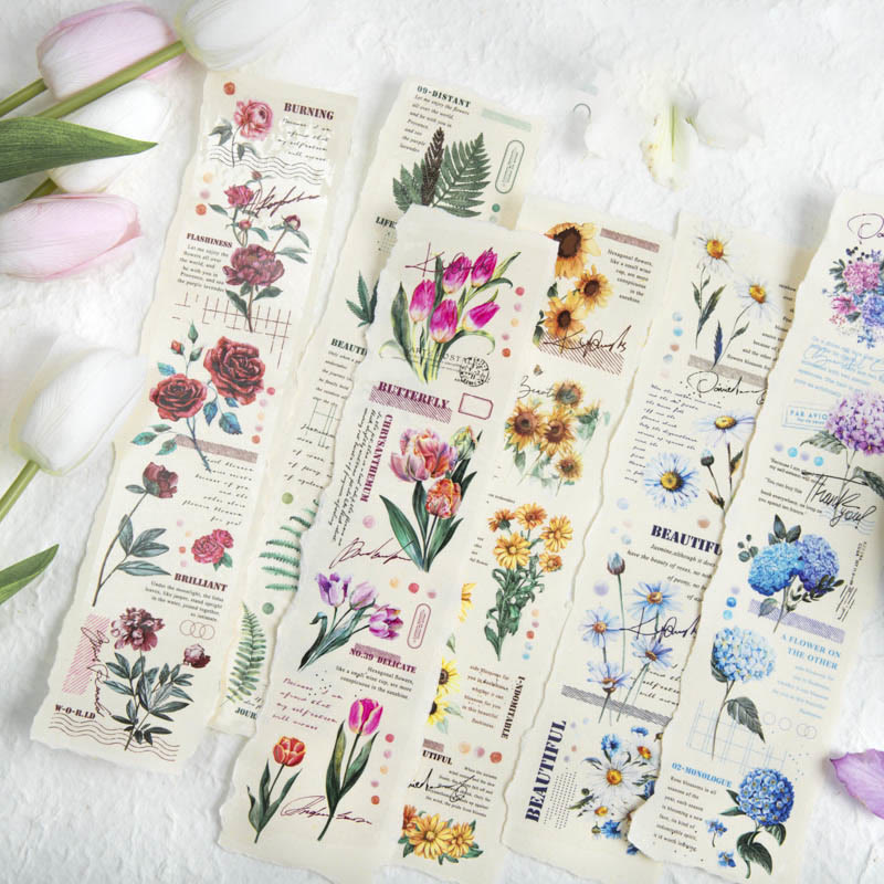 Flowers After The Rain Series PET Tape Decorative Scrapbook Tape