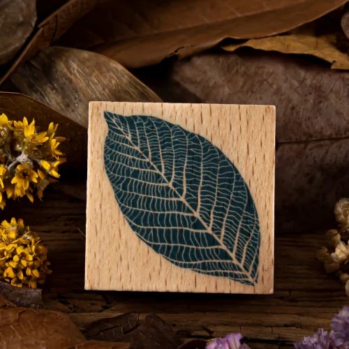 8 Style Leaf Wooden Rubber Stamp DIY Maple Leaf Ginkgo Leaf Bodhi Leaf Clover