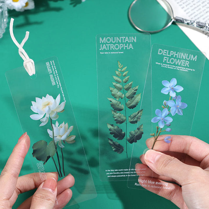 Transparent Elegant Floral Bookmark Waterproof Pet Book Decor