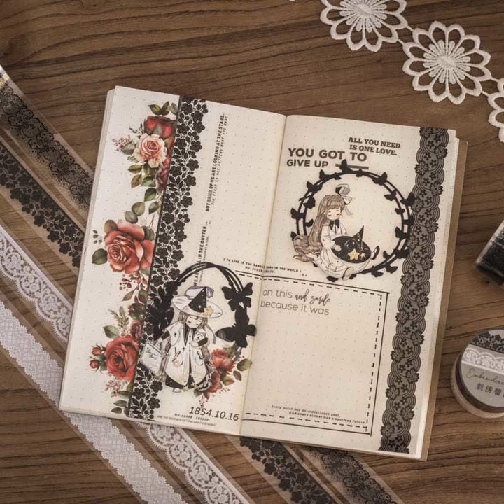 Lace Fan Tape Retro DIY Scrapbook PET Material Decor