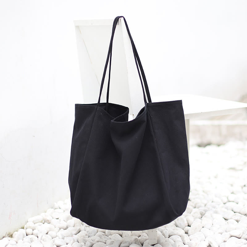 Minimalist Shopping Tote For Women Plain Color Canvas Shoulder Bag