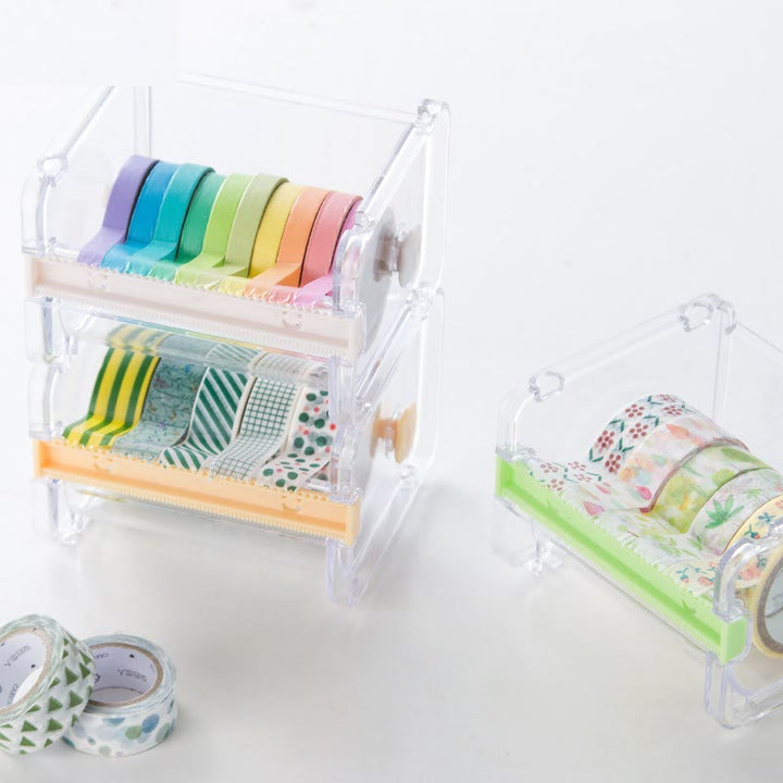 Washi Tapes Cutter Practical Desktop Transparent Plastic Tape Dispenser