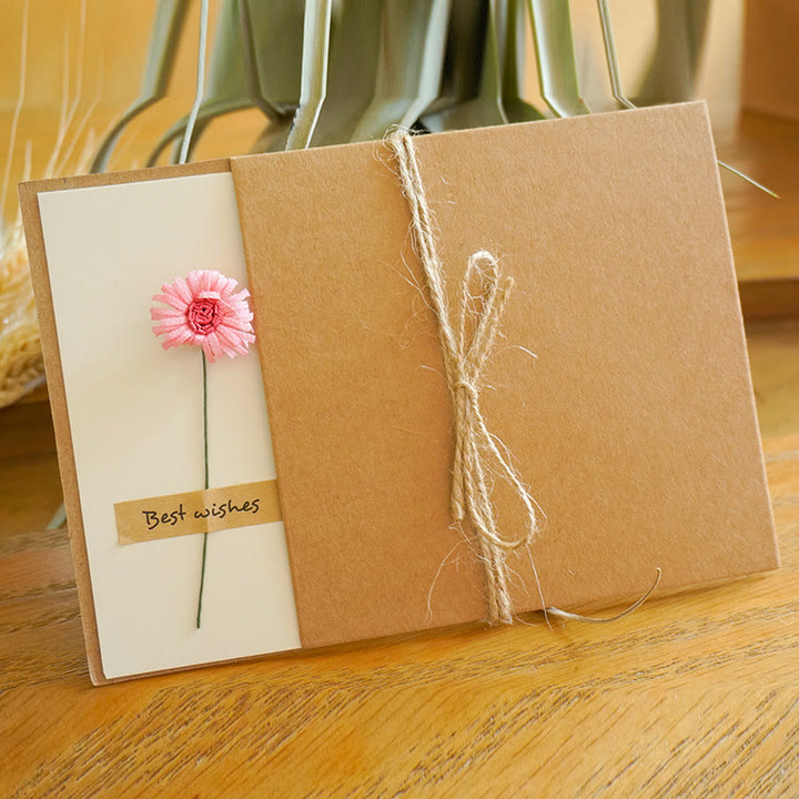 Vintage Kraft Paper Festival Greeting Card With Eternal Flower