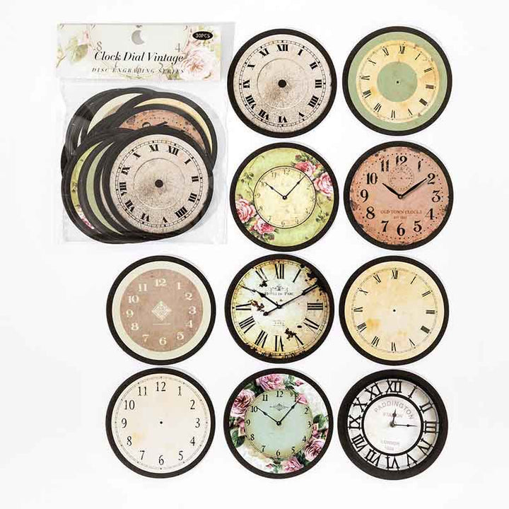 30Pcs Disc Engraving Series Sticker Round Clock Aesthetic Lace Zodiac Sign Scrapbooking Stickers