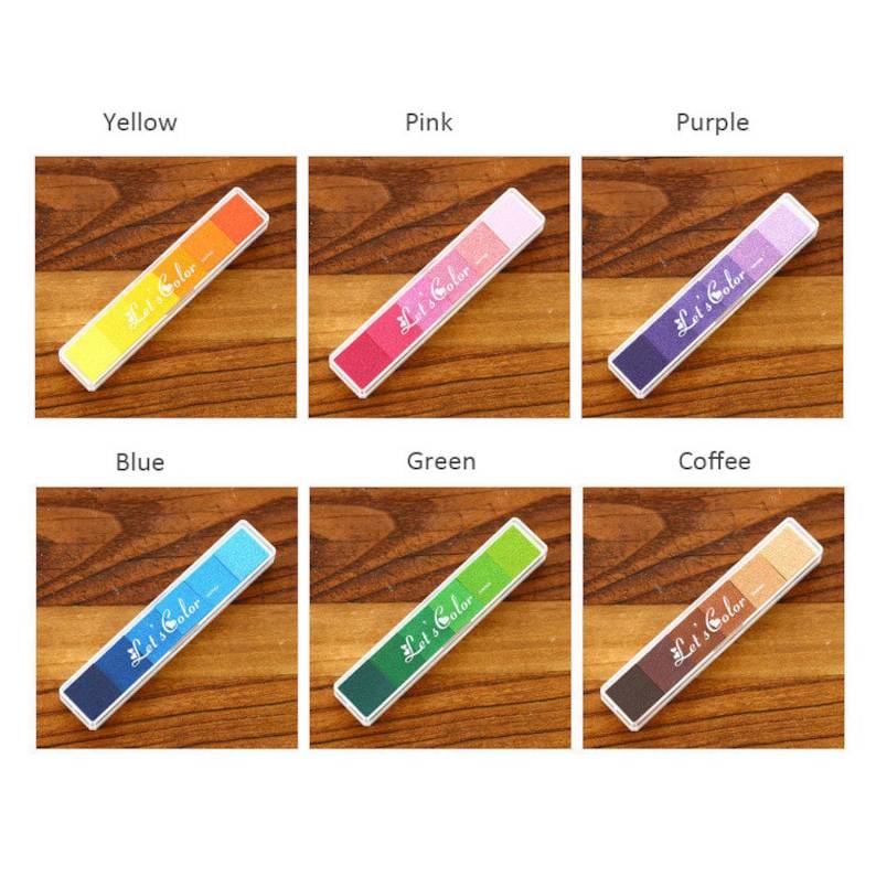 Colourful Gradient Color Ink Pad 6 Candy Color Strip Finger Print Ink Pad