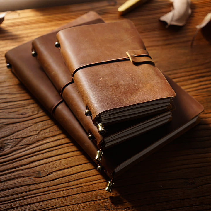 Vintage Leather Cover Notebook With Lashing Design For Business