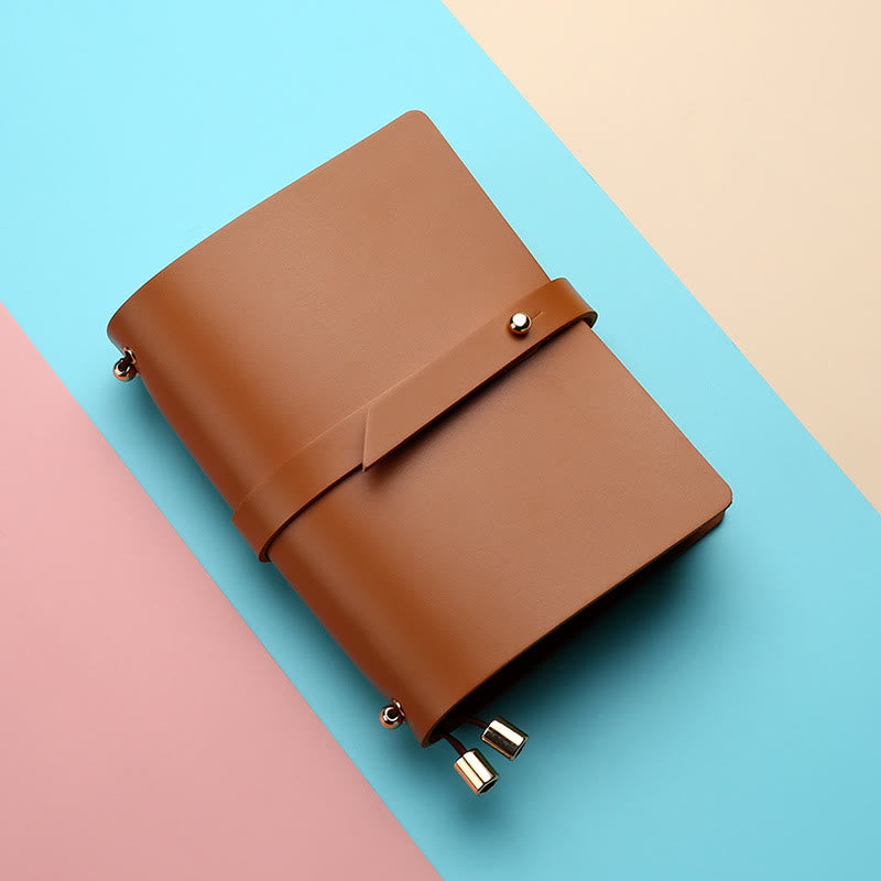 Minimalist Plain Color Leather Cover Notebook For Travel Daily Record