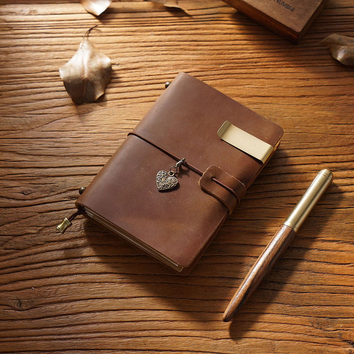 Vintage Leather Cover Notebook With Lashing Design For Business