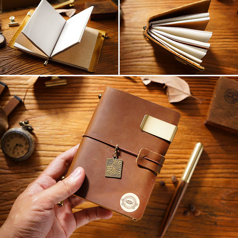 Vintage Leather Cover Notebook With Lashing Design For Business