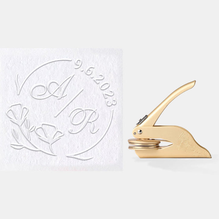 Personalized Initial And Anniversary Embosser Stamp Metal Book Stamp