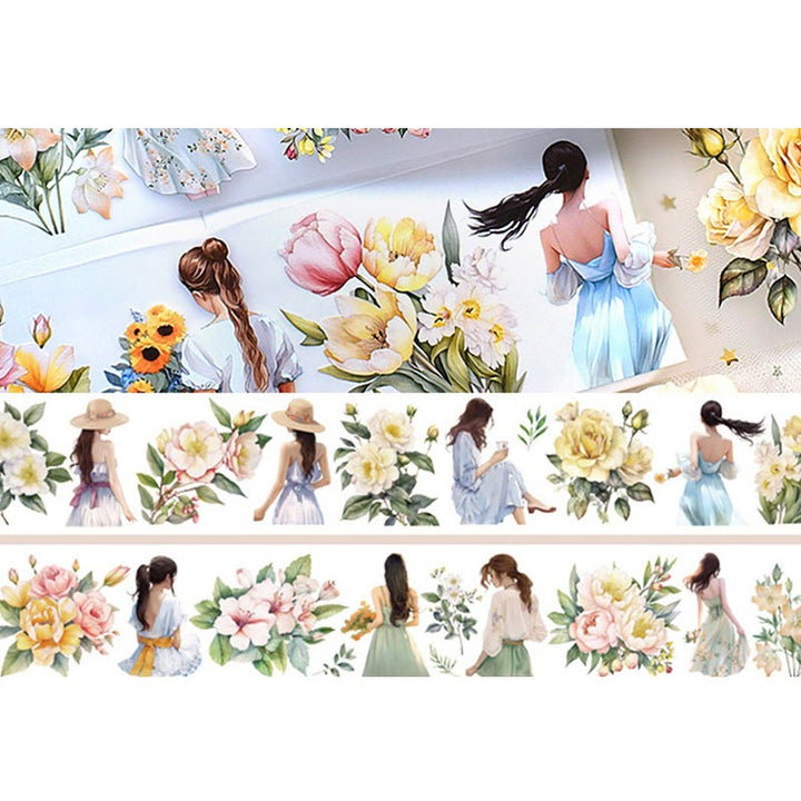 Vintage Figure Flowers Series Vintage Tape For DIY Scrapbook Decor