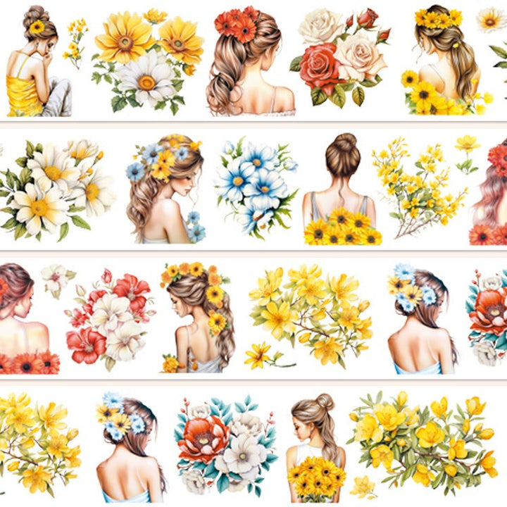 Flower Figure Series PET Washi  Tape Decorative Scrapbook Tape