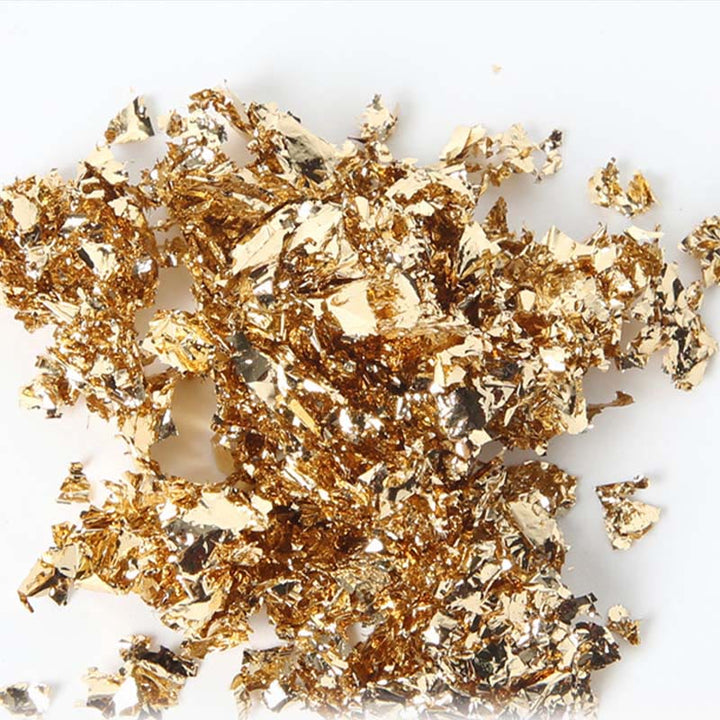 DIY Nail Painting Decorative Arts Highlighting Crushed Gold Leaves