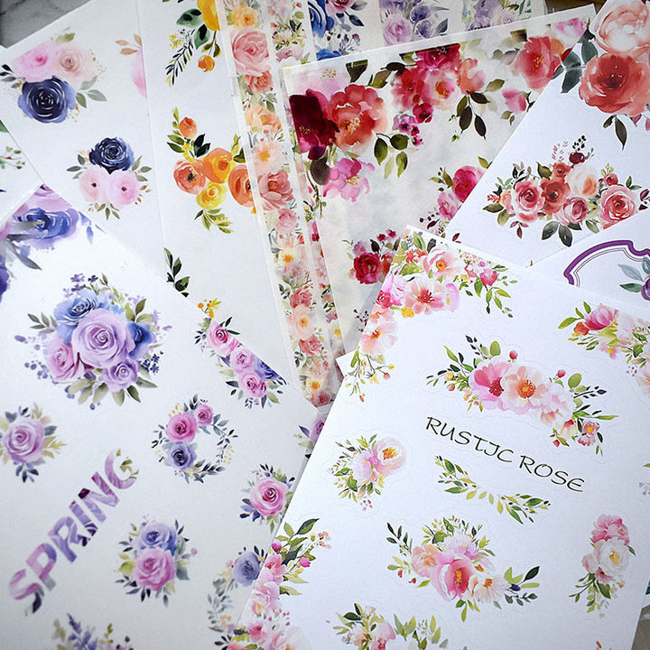 Ladies And Flowers Series Sticker Book For DIY Journal Decor