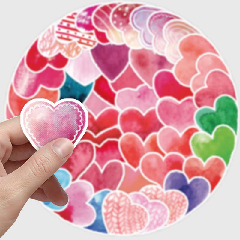 50pcs Heart Stickers Valentine's Day Sticker for Card Gifts Decor Scrapbook