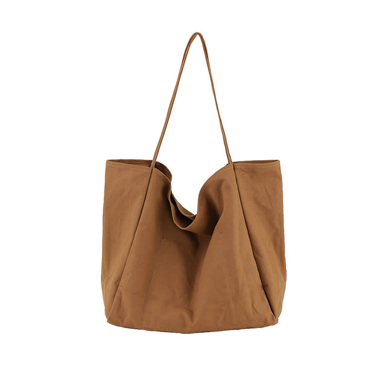 Minimalist Shopping Tote For Women Plain Color Canvas Shoulder Bag