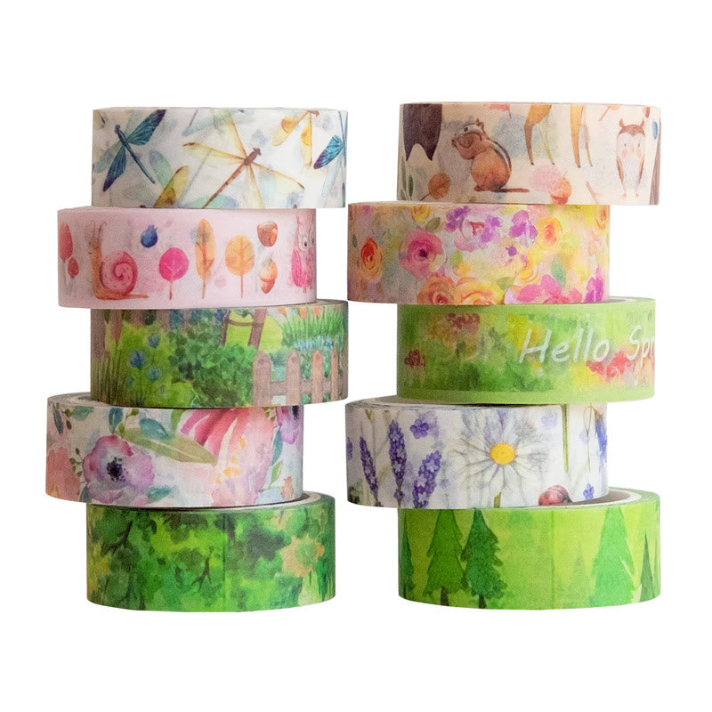 10 Rolls Hello Spring Series Washi Tape Set Scrapbook Tape