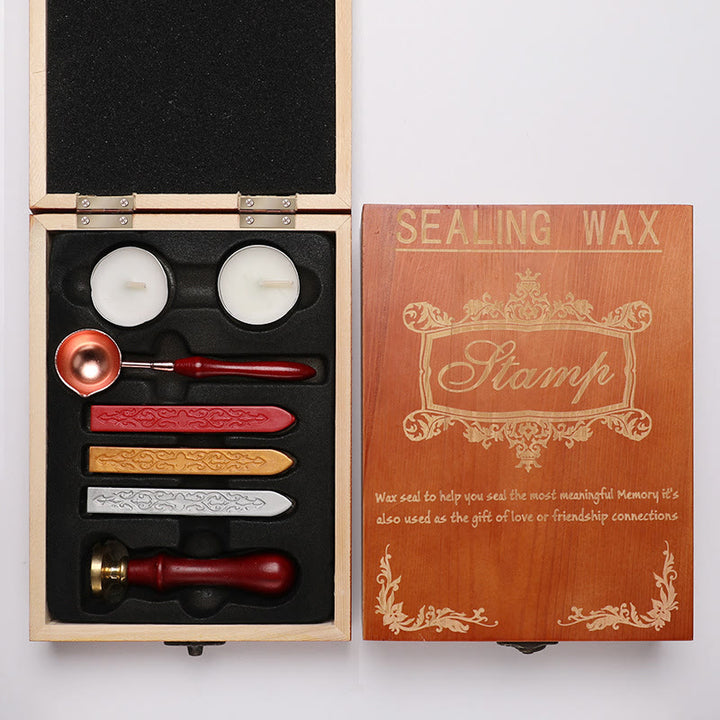 Retro Wooden Box Series Wax Seal Stamps Gift Set