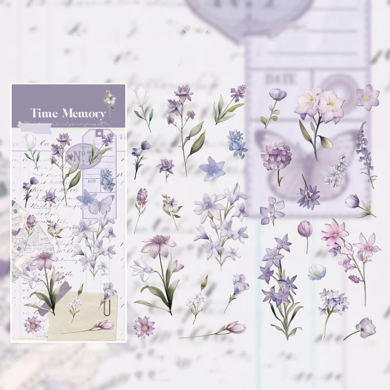 Time Memory Series Floral Stickers Vintage DIY Scrapbook Decor