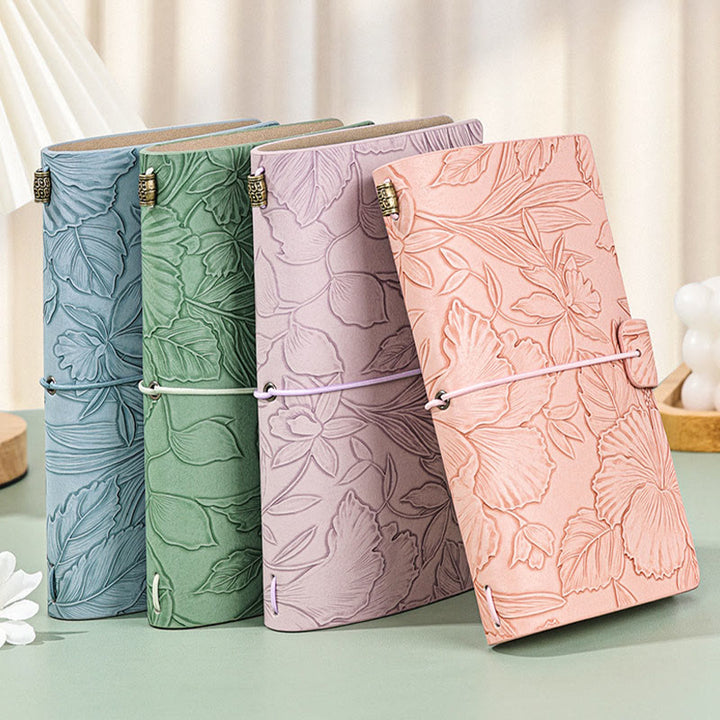 A6 Embossed Soft Leather Cover Notebook For Travel Daily Record