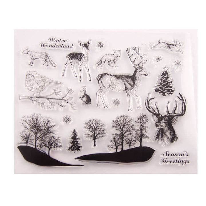 Transparent Silicone Stamps for DIY Craft Scrapbook Christmas Deer and Forest Animals Series