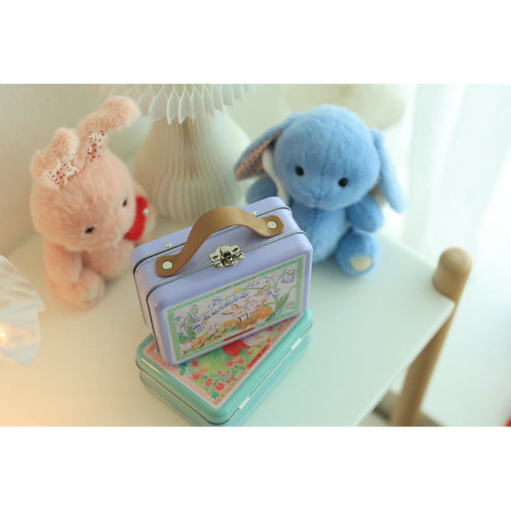 Metal Storage Box For Handmade Scrapbook Crafts Bunny Jars