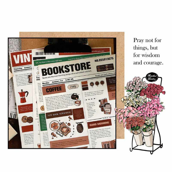 Retro Stickers Life Newspaper Scrapbook DIY Decorative Decals Adhesive Craft