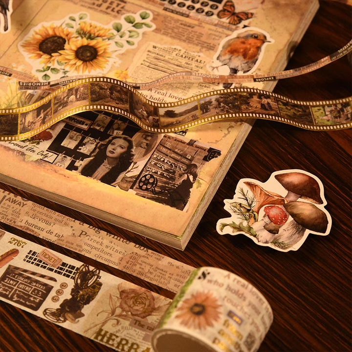 8pcs Decorative Paper Tape Vintage DIY Scrapbook Decor