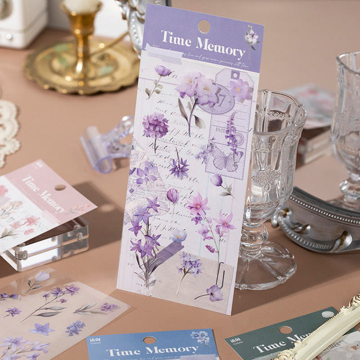 Time Memory Series Floral Stickers Vintage DIY Scrapbook Decor