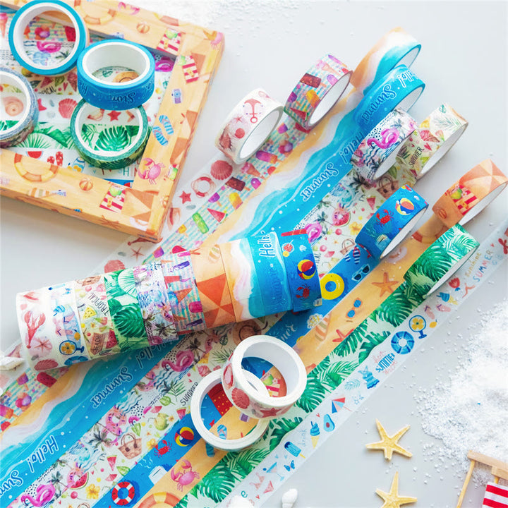 10 Rolls Summer Beach Series Washi Tape Set Scrapbook Tape