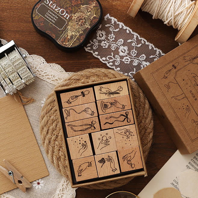 8 Styles Collection Wooden Rubber Stamps For Card Making