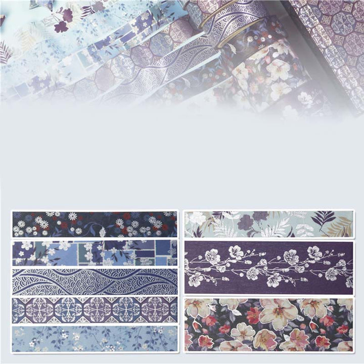 8 rolls Set Blue Flower Washi Tape Decorative Scrapbook Tape