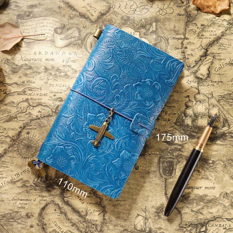 Vintage Engraved Leather Cover Notebook For Travel Daily Record