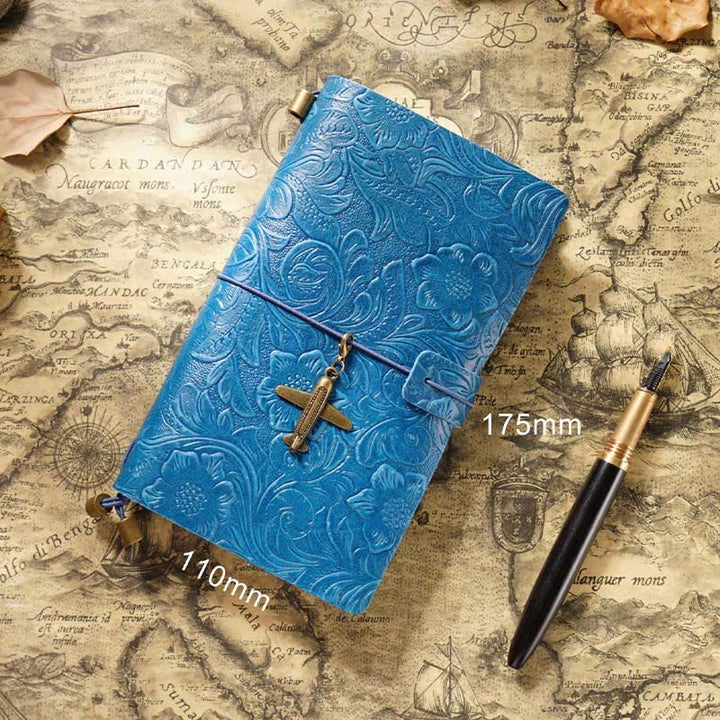 Vintage Engraved Leather Cover Notebook For Travel Daily Record