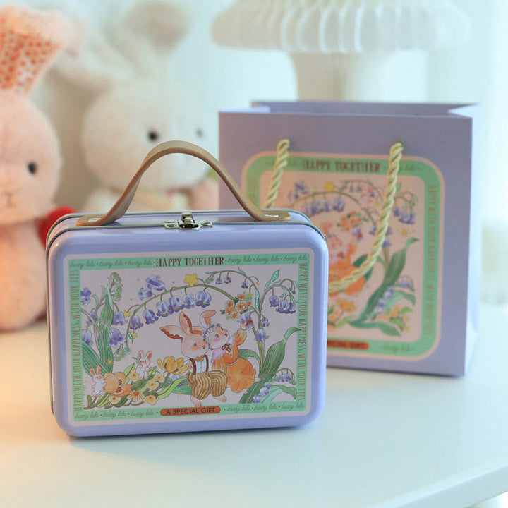 Metal Storage Box For Handmade Scrapbook Crafts Bunny Jars