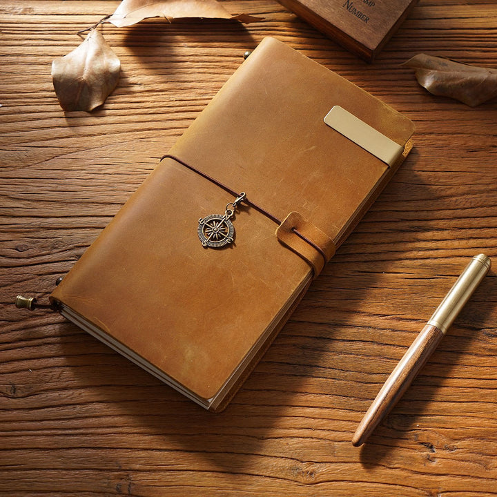 Vintage Leather Cover Notebook With Lashing Design For Business