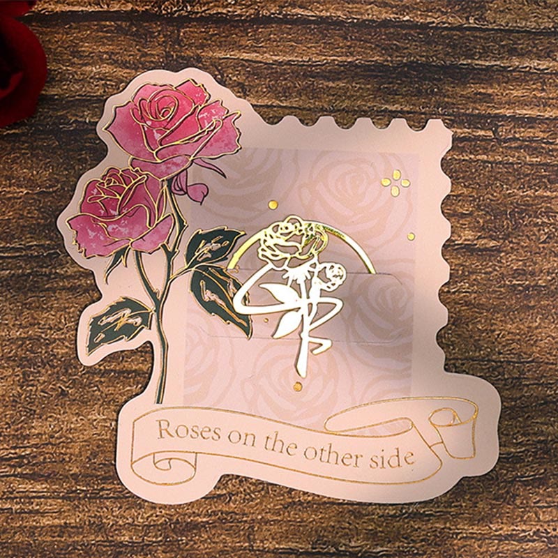 Metal Rose Bookmark Hollow Decorative Reading Folder Stamp Gift