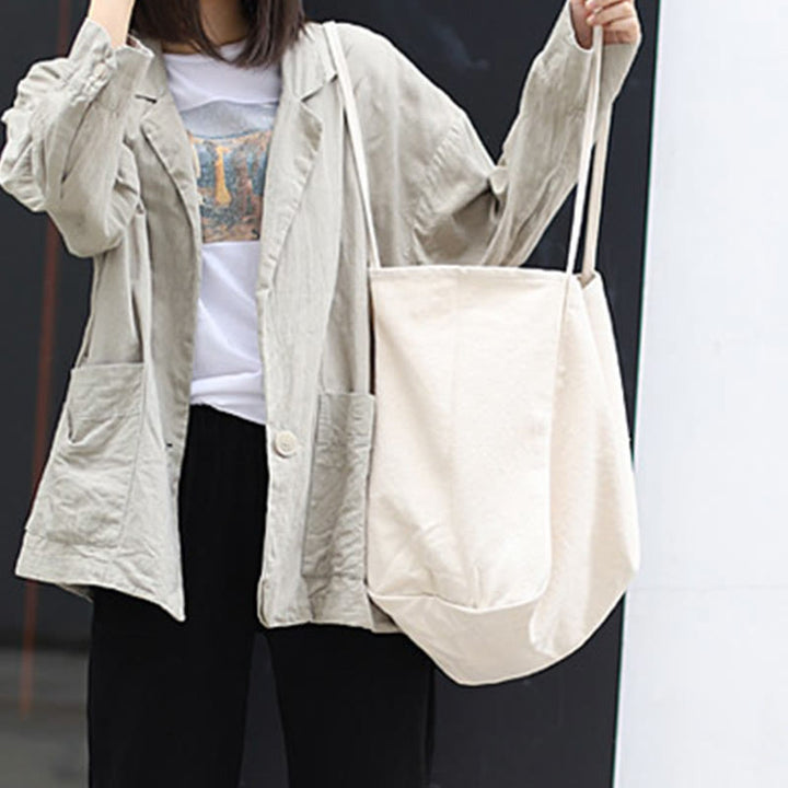 Minimalist Shopping Tote For Women Plain Color Canvas Shoulder Bag