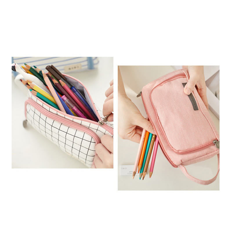 Simple Handheld Canvas Stationery Bag Pen Case For Student