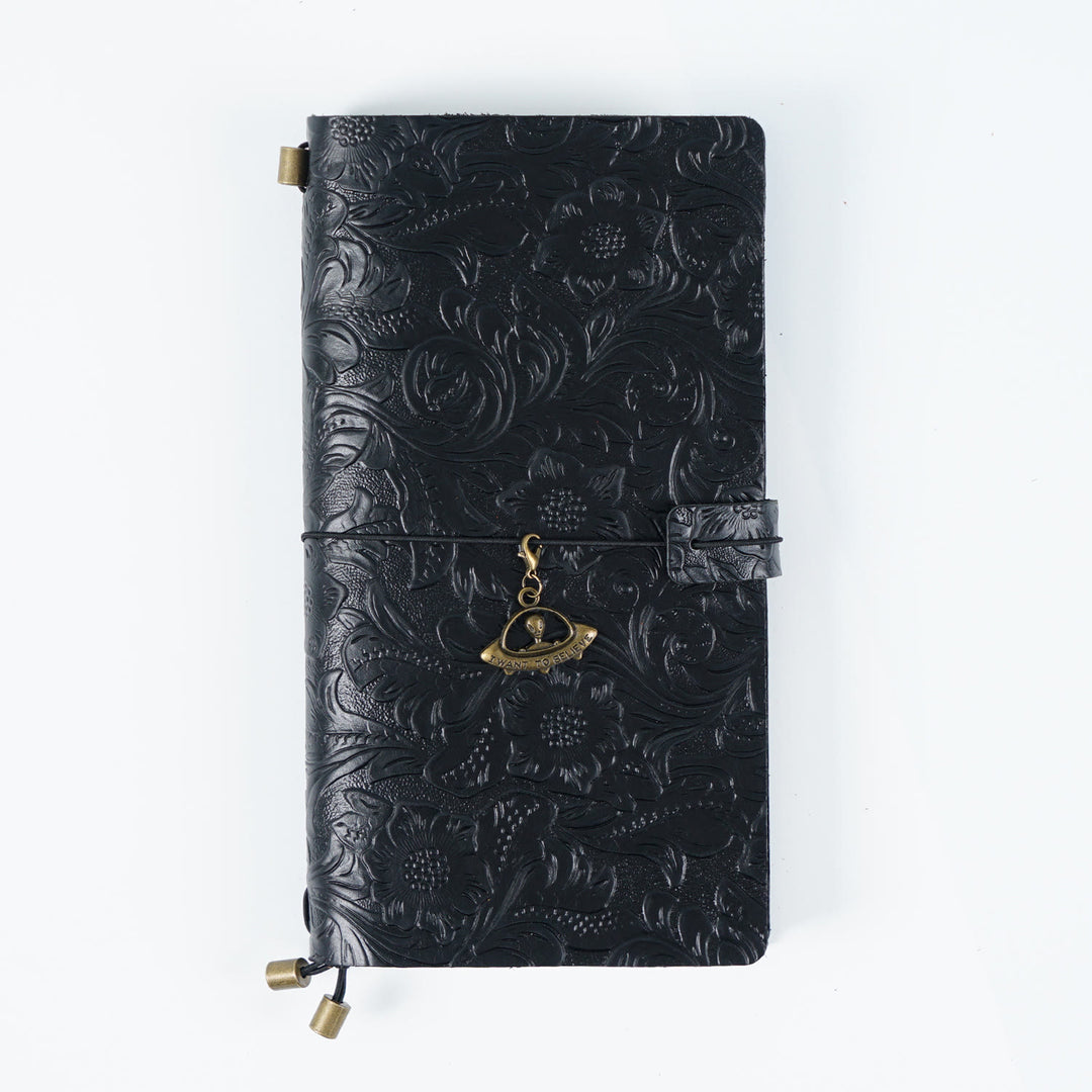 Vintage Engraved Leather Cover Notebook For Travel Daily Record