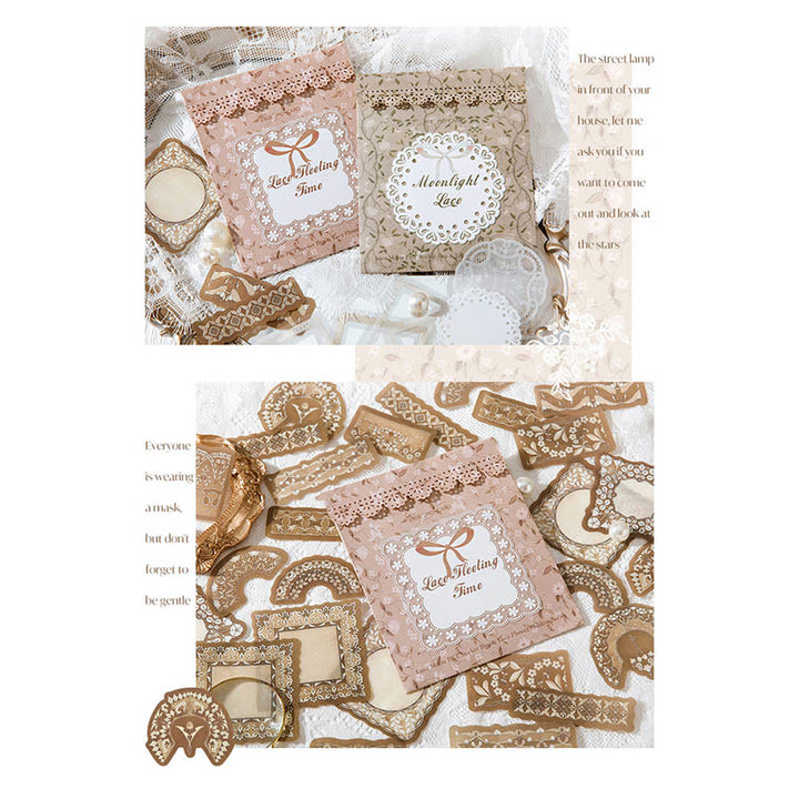 Floral Lace Series PET Sticker Set For Journal Decor