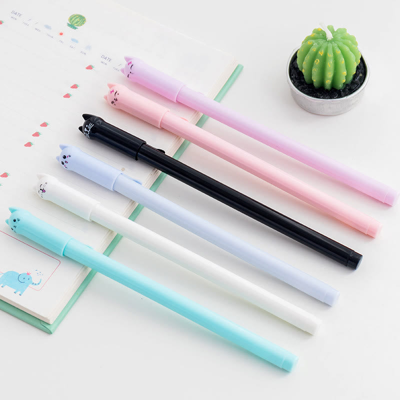 0.5mm Black Ink Tip Pens Cute Cat Pattern For Students