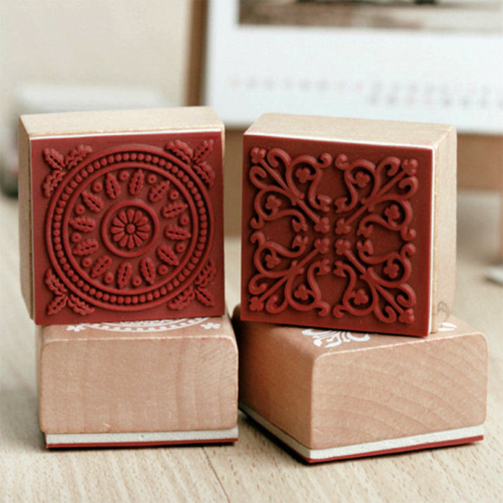 6 Styles Retro Floral Wooden Stamps For Card Making