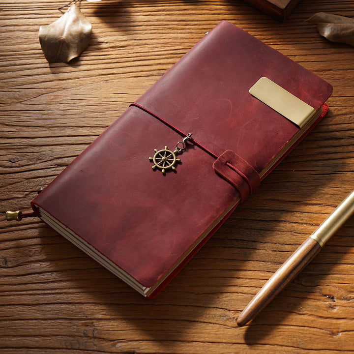 Vintage Leather Cover Notebook With Lashing Design For Business