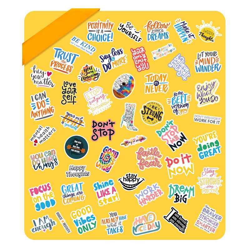 50pcs Inspirational Text Sticker PVC Stickers Pack Journaling Supplies