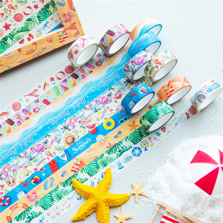 10 Rolls Summer Beach Series Washi Tape Set Scrapbook Tape