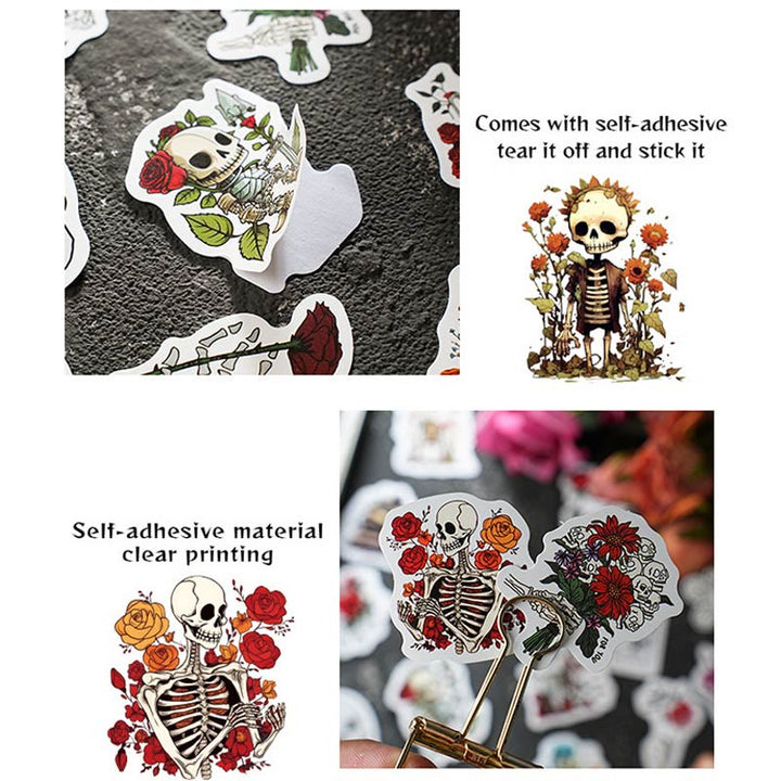 Punk Style Rose's Funeral Skull Stickers Scrapbook Journaling Supplies