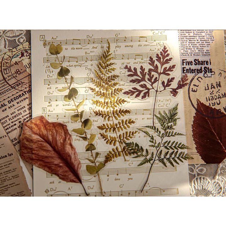 Vintage Flower Leaf Anomalous Bookmark PVC Sticker For Diary